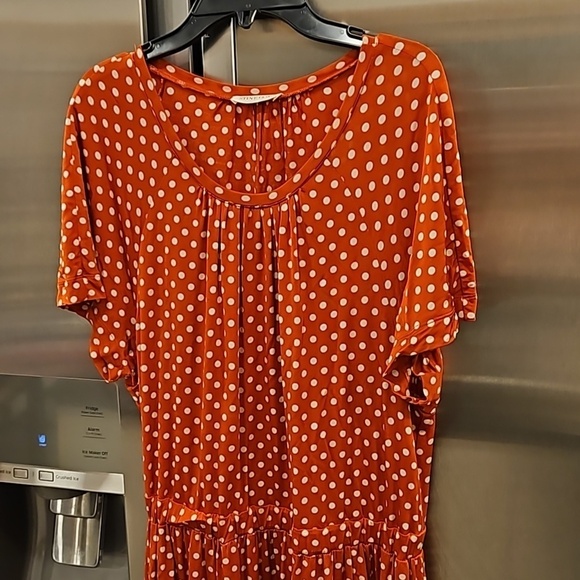 💕STINE GOYA💕 Caitlin Midi Dress ~ Rust Orange Polka Dot Print Medium - Picture 14 of 16